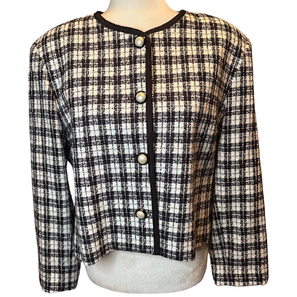 Appleseed’s Black & White Pearl Button Blazer Petite Size 12P
